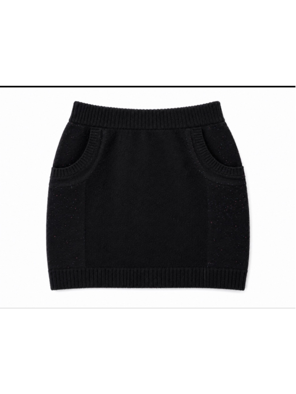 TSESAY Cashmere Blend Knit Mini Skirt Black Speckled Pockets Size S